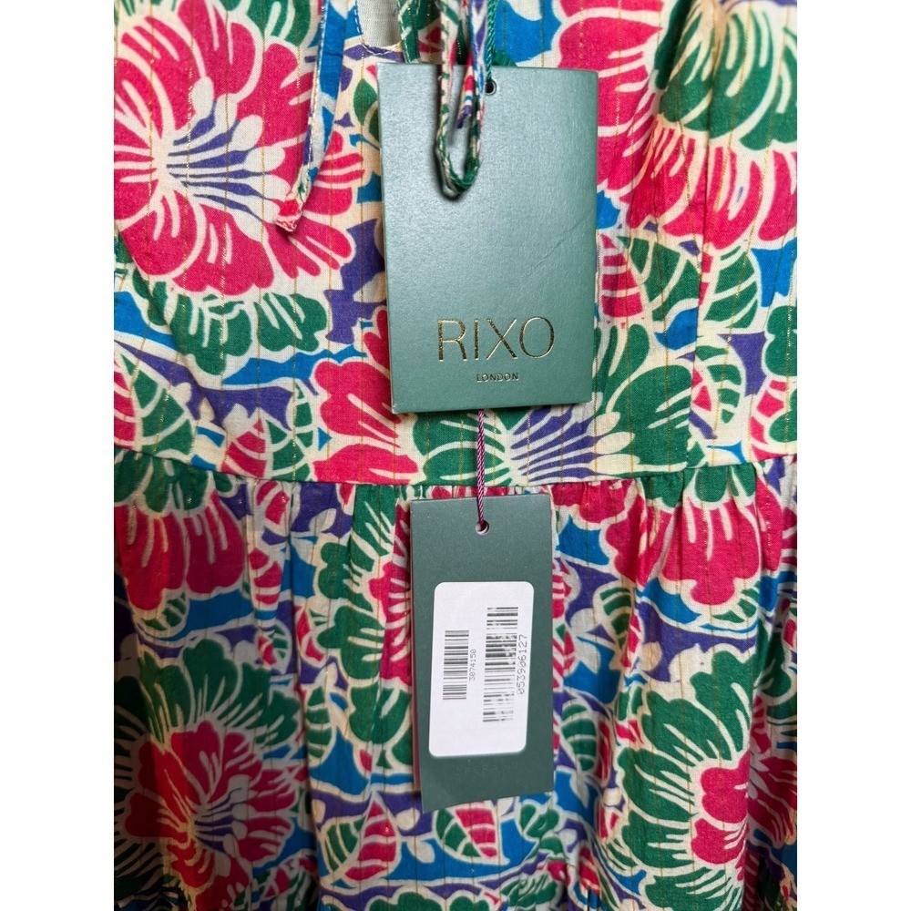 RIXO London Roxy Hibiscus Floral Long Sleeve Vacation Mini Dress Sz M NWT Cotton - Picture 7 of 13